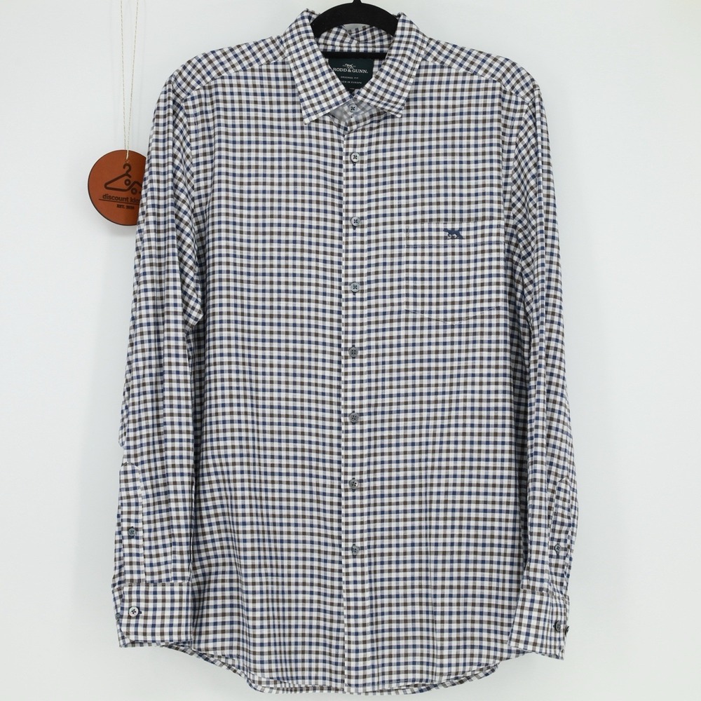 Rodd & Gunn Button Up Shirt Medium Linen Blend Gingham Check Original Fit Career